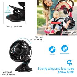 usb rechargeable mini cooling fan clip baby stroller portable