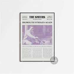 the smiths retro newspaper print, bigmouth strikes again poster, bigmouth strikes again lyrics print, the smiths poster,