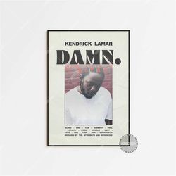 kendrick lamar damn. / kendrick lamar posters / damn poster/ album cover poster / tracklist poster print wall art, custo