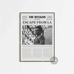 the weeknd retro newspaper print, escape from la poster, escape from la print, the weeknd poster, after hours poster, ho