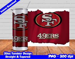 49ers tumbler design png, 20oz skinny tumbler sublimation template, niners tumbler straight and tapered design,