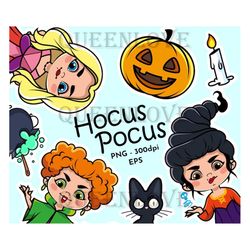 hocus pocus characters clipart png, halloween clipart, fairy girls, digital print, hocus pocus sublimation design