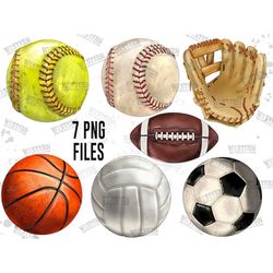 sports ball png sublimation design bundle, sports ball png, basketball png, glove png, softball png, baseball png,americ