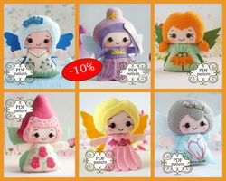 felt doll pattern, felt fairy pattern, pdf felt pattern, felt sewing pattern, fairy felt set, pdf doll pattern