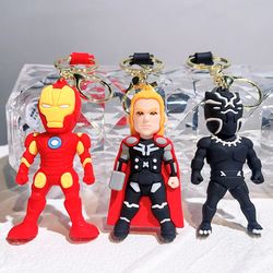 avengers superhero keychains marvel iron man spiderman captain america pvc keyrings cartoon anime doll pendant