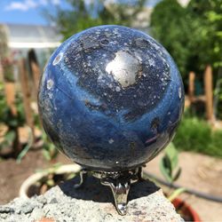 tengizite sphere 63 mm shaitanite blue stone ball dragon glass mineral sphere by uralmountansfinds