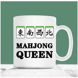 mahjong mug, mahjong queen, mahjong coffee mug, mahjong gift for her, mahjong birthday gift for her, mahjong coffee cup,