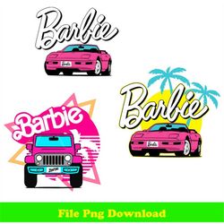 barbi offroad car convertible pink babe png, barb birthday party png file download, pink babe doll girly png, car clip p