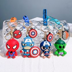 Marvel Superhero Silica Gel Keychain Cartoon Spiderman Hulk Thor Keyrings Captain America Iron Man Keyholder Avengers