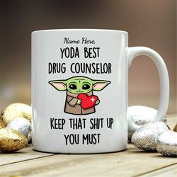 personalized gift for drug counselor, yoda best drug counselor, drug counselor gift, drug counselor mug, gift for drug c