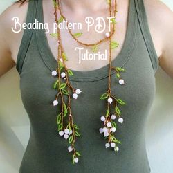 beading pattern pdf necklace - lariat. digital tutorial pdf. seed bead pattern. beading tutorial step by step.