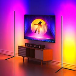 2 packs - rgb corner floor lamp, minimalist led lamp