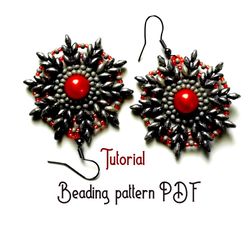 beading pattern pdf. earrings gray from superduo. beading tutorial step by step. seed bead pattern. digital beading
