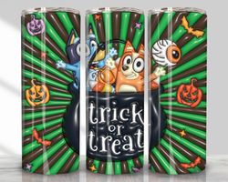 3d blue dog inflated halloween tumbler sublimation design png, 3d trick or treat 20oz straight and tapered tumbler