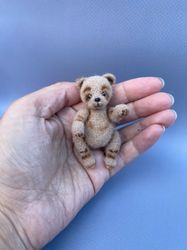 miniature teddy bear mini toy ooak bear pet friend for doll collectible toy dollhouse miniature handmade small plush toy