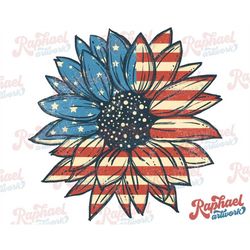 Patriotic sunflower png | 4th of July png | usa flag png | Retro Sunflower Sublimation Design | American Flag | Digital