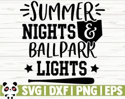 summer lights and ballpark lights love baseball svg, baseball mom svg, sports svg, baseball fan svg, baseball player svg