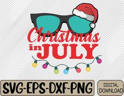 Christmas In July Santa Hat Sunglasses Summer Celebration Svg, Eps, Png, Dxf, Digital Download