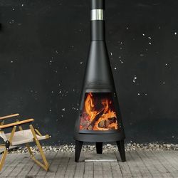 outdoor chiminea fireplace iron fire pit