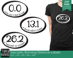 sarcastic running distance labels - svg and cut files for crafters