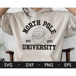 north pole university svg, christmas svg, santa claus svg, christmas shirt, merry christmas svg, dxf, png, eps, svg file