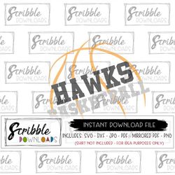 hawks basketball svg mascot digital download dribble diy iron on sports svg pdf digital high school basketball printable