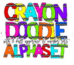 crayon doodle letters, back to school font, teacher sublimation alphabet, school doodle classroom bulletin board letters