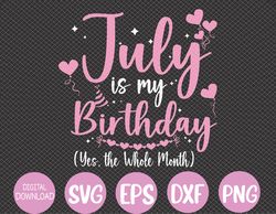 july is my birthday yes the whole month funny july birthday svg, eps, png, dxf, digital download