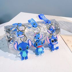 cartoon lilo & stitch silica gel keychains disney cute doll pendant keyrings lovely stitch key holder jewelry