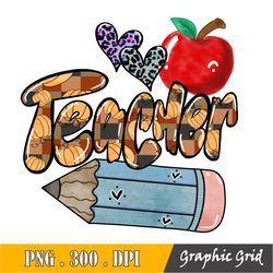 teacher sublimation design | apple | hand drawn | sublimation png | digital download | printable artwork | digital art |