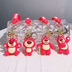 Disney Toy Story Silicone Keychains Cute Lotso Pendant Cartoon Keyrings Anime Doll Key Holder for Bag Jewelry
