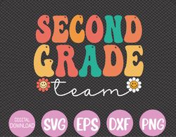 second grade team retro groovy vintage first day of school svg, eps, png, dxf, digital download