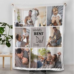 personalized father blankets, world's best dad ever, photo blanket for dad, customized gift for dad, father's day gift,