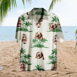 personalized face hawaii shirt, vacation shirt, tropical pattern shirt for men women, personalized tshirt with face, pet