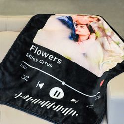 custom photo blanket with music design, personalized photo blanket, minky blanket, personalized great couples boyfriend