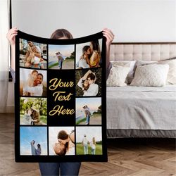 personalized blanket, couple collage photo blanket, custom blanket with text, super cozy blankets, memory keepsake, pers