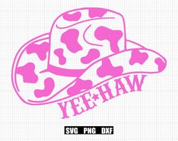 yeehaw cow print cowboy hat svg dxf png space cowgirl bachelorette