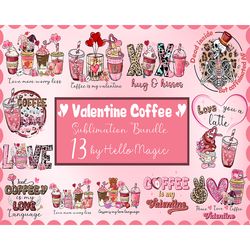 13 valentine coffee png bundle, valentine coffee cup png, valentine drink png, valentine skeleton png, valentine food pn