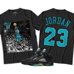 number 23 goat unisex sneaker shirt match 2023 retro aqua 5s tee, jordan 5 aqua t-shirt, hoodie, sweatshirt