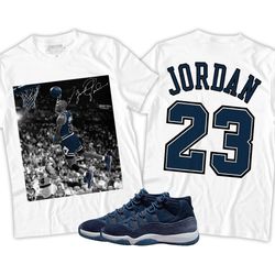 number 23 goat unisex sneaker shirt match midnight navy 11s tee, jordan 11 retro midnight navy t-shirt, hoodie, sweatshi