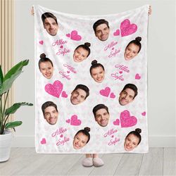 personalized blankets for couples, custom photo blanket, name and face blanket for adults, custom face blanket, valentin