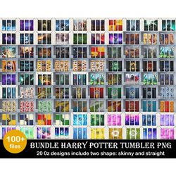 100 tumbler harry potter bundle, harry potter png, sublimation tumbler bundle, 20oz skinny tumbler bundle