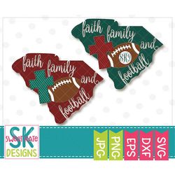 south carolina, svg, dxf, eps, faith family football, cricut, silhouette, heat transfer vinyl, png, scrapbook die cut, s