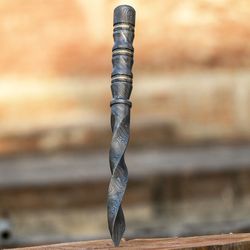 custom hand forged damascus steel hunting survival camping tri edge kris dagger