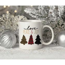 peace love and joy mug, christmas gift, holiday mug, mug for christmas, christmas mug, coffee mug for christmas