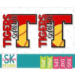 tigers, softball, svg dxf, eps, cricut cut file, silhouette cut file, jpg, png, htv, scrapbook die cut, tiger, sweet kat