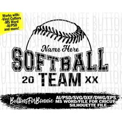 softball svg, softball vector, softball emblem, softball team, softball, stitching, cutting file, swoosh, name, team nam