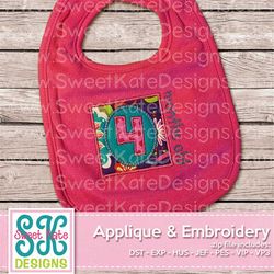 four months old applique - machine embroidery file - instant download includes svg cut file for cutting your fabric!