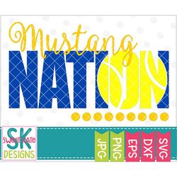 mustang nation svg, mustang tennis svg, tennis ball svg, dxf, eps, cricut cut file, silhouette cut file, sports, sweet k