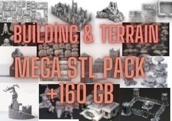 building and terrain mega stl pack ,60 gb include hundreds of buildings, lands and items, 3d printers giant pack, digita